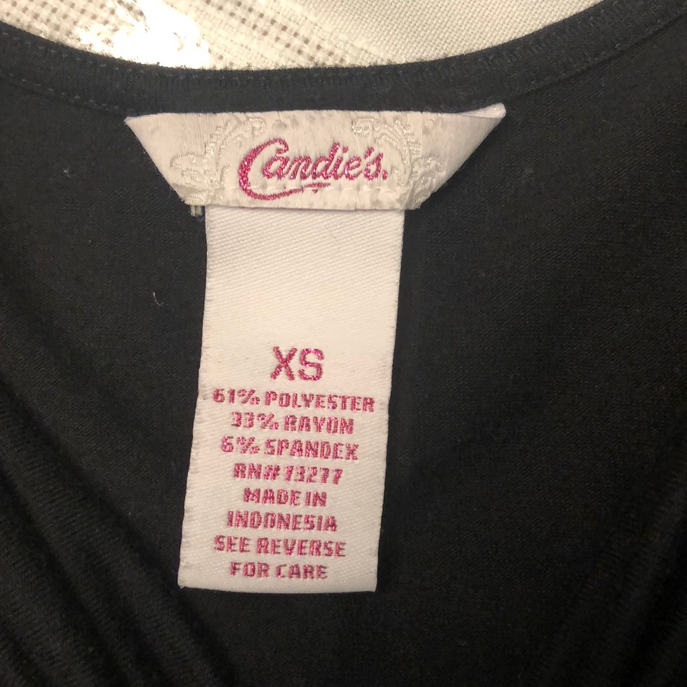 Candie’s black scrunched sleeveless blouse size X-Small - Picture 6 of 7